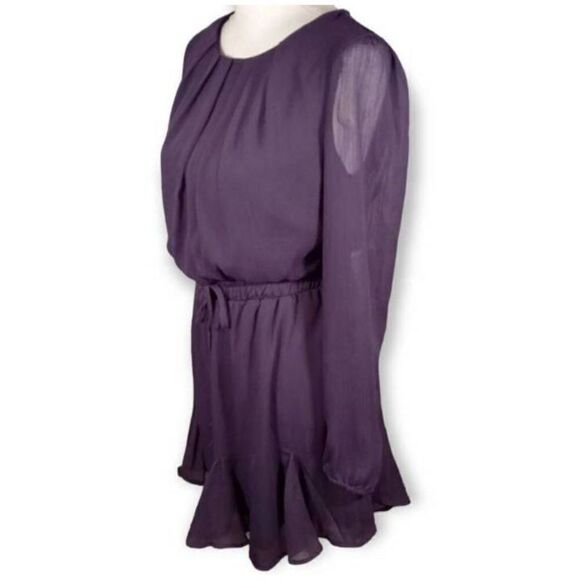FRANCESCA'S MI AMI PURPLE LOU SHEER SLEEVE GODET MINI DRESS SZ.S NWT. - Picture 8 of 13